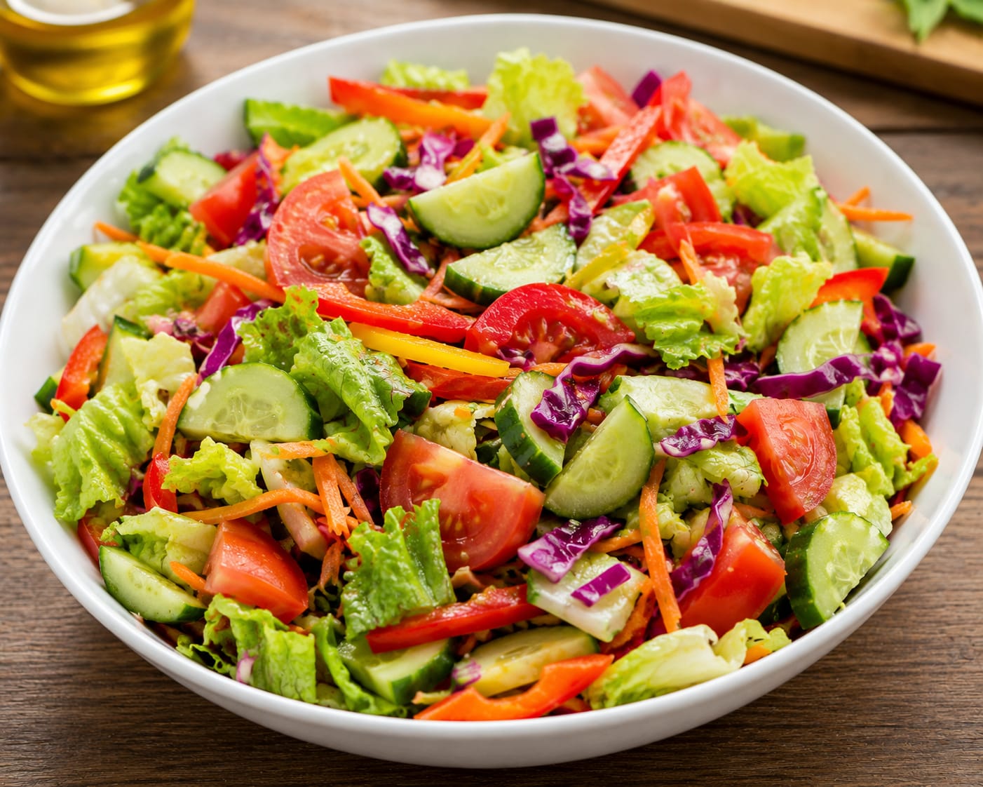 Healthy fresh salad bowl and ingredients